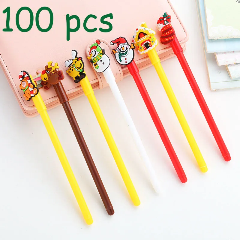 

100 Pcs Creative Cartoon Christmas Reindeer Grandpa Patch Black Ink Gel Pen Children's Final Christmas Gift Prize Gift Award