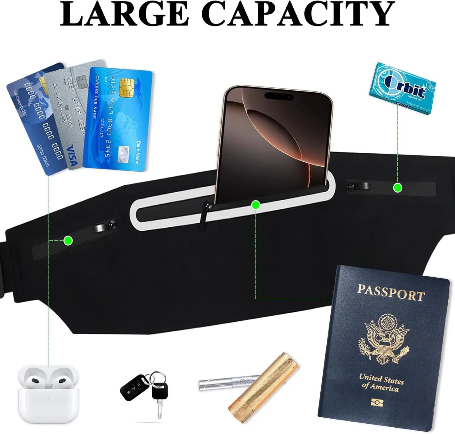 Waterproof Running Waist Pack Adjustable Belt Men Women Slim Running Bags Portable Outsides Jogging Gym Sports Cell Phone