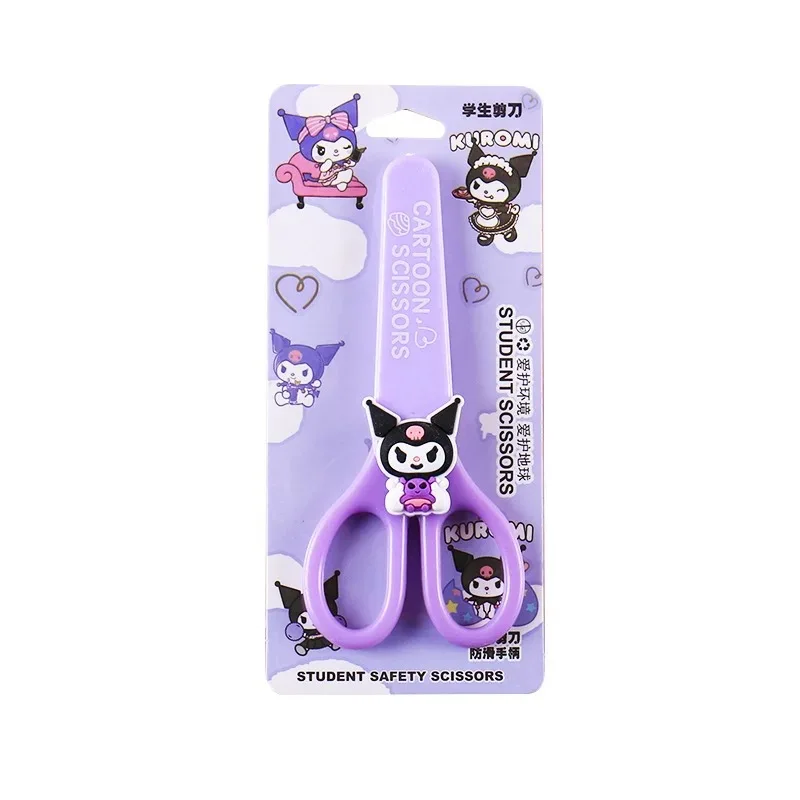 Soft Handle Scissors Portable Scissors Cutter Stationery Scissors Kawaii Cartoon Kuromi Cinnamoroll Melody Hand Made Children Safety Silicone Shell Stationery School Supplies Gifts