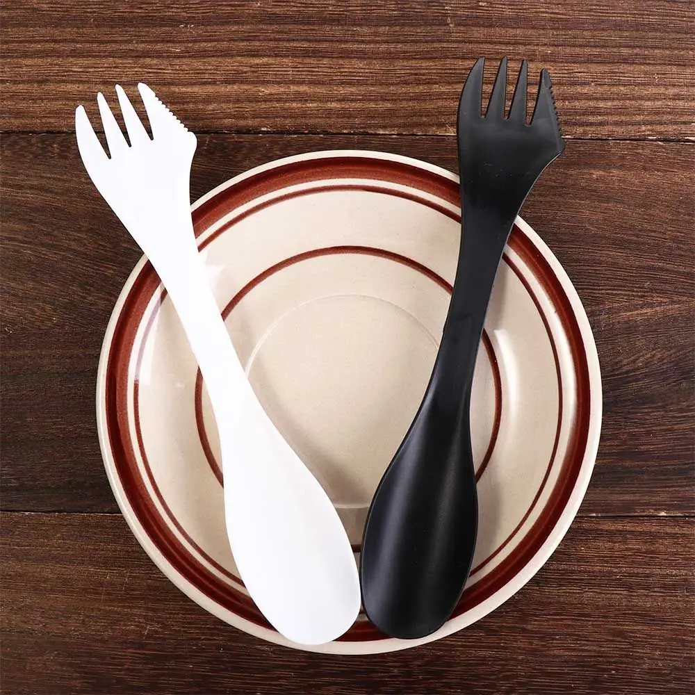 Dessert Spoon Can Opener Multi-functional Easy to Clean Flatware Spork Plastic Spoon Bottle Opener Fork camping cutlery portable tableware portable cutlery titanium tableware