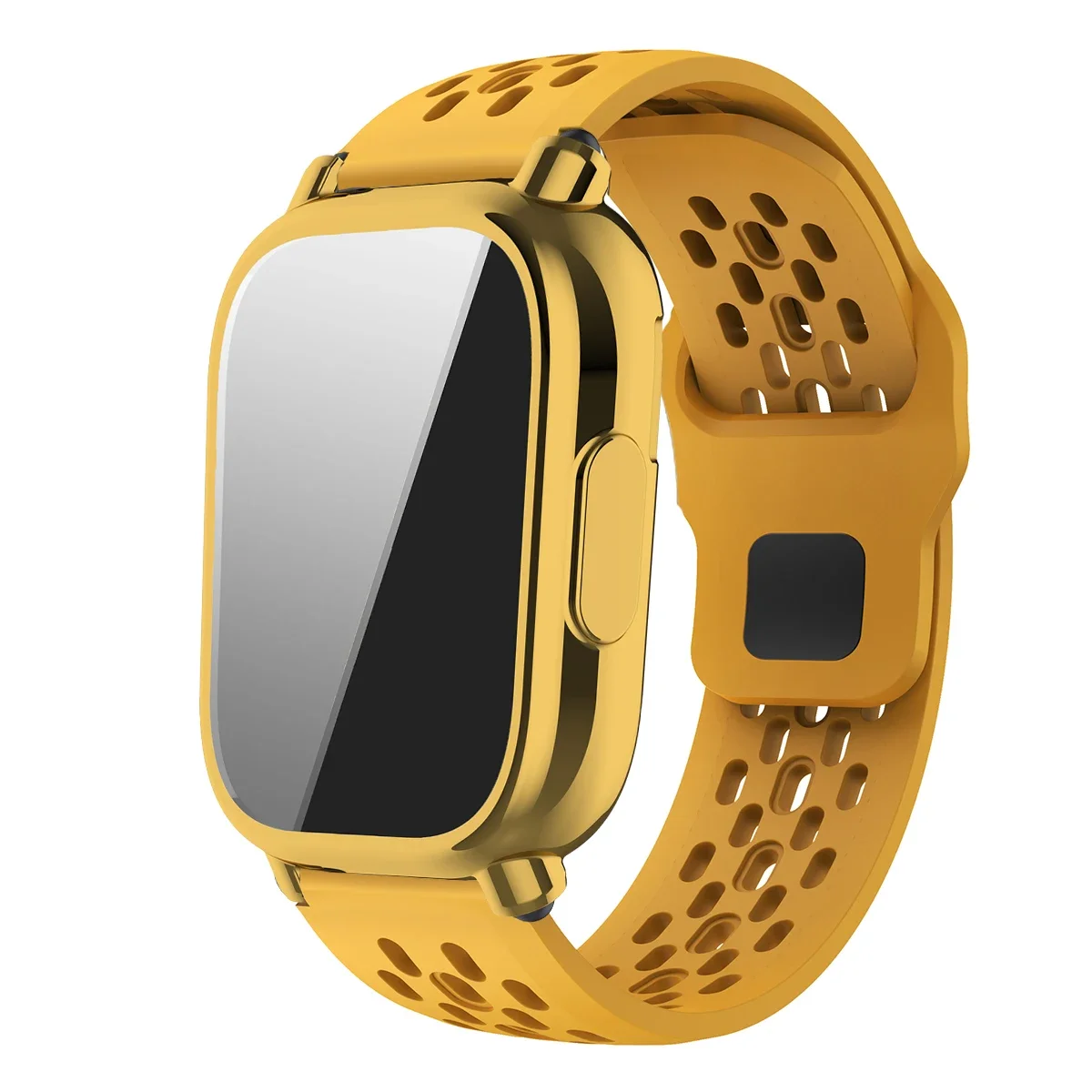 Silicone Strap and TPU Soft Shell Case with Full Cover Screen Protector for Smartwatch - Breathable Sport Band Design