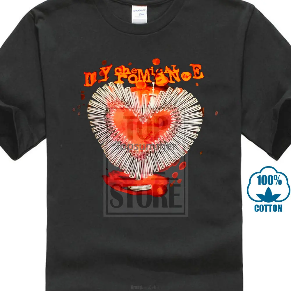 

My Chemical Romance Smoking Gun Bullet Heart T Shirt Mens Black Music Tee Shirt