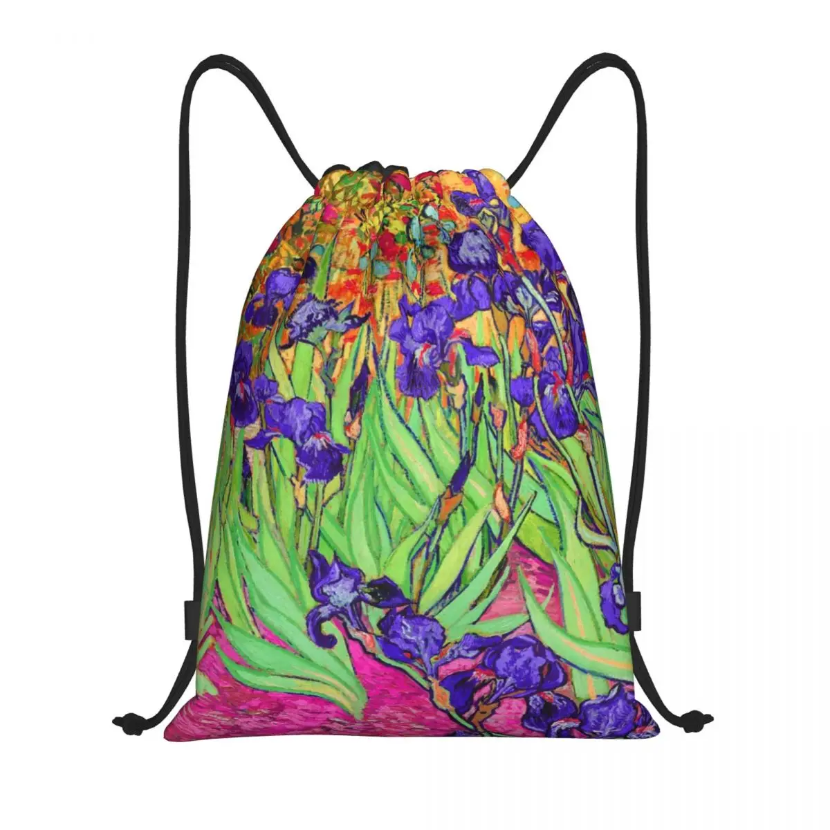 

Vincent Van Gogh Purple Irises Drawstring Backpack Bags Lightweight Art Painting Flowers Gym Sports Sackpack Sacks for Yoga