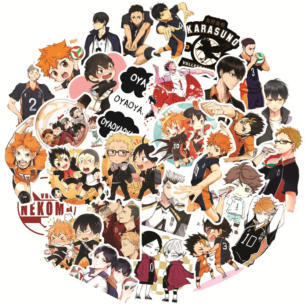 

Мультяшные аниме наклейки Bandai Haikyuu для автомобиля, ноутбука, телефона, канцелярские товары, Декор, виниловые наклейки, водонепроницаемые наклейки для детей, игрушки