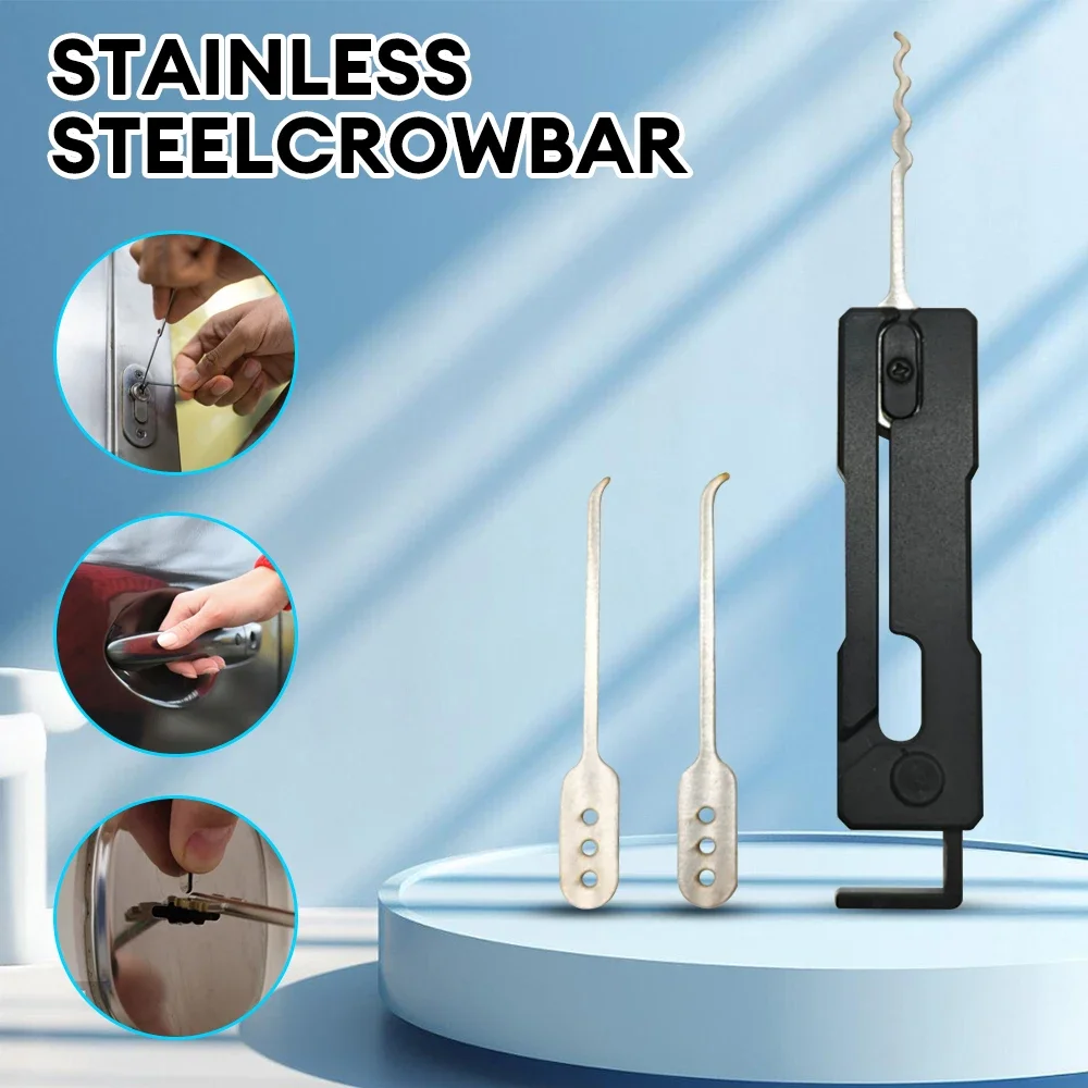 Stainless Steel Crowbar Multi-Tool Quick Flip Grav Pick Stainless Steel Durable Door Open Keys Hands-on Rake Lock Pick Set