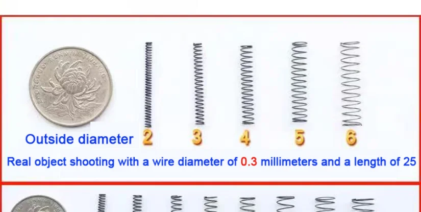 Drahtdurchmesser: 1,5 mm, Edelstahl 304, Mikro, kleine Druckfeder, Stoßdämpferfeder, Druckrückholfeder, anpassbar – Detail 9