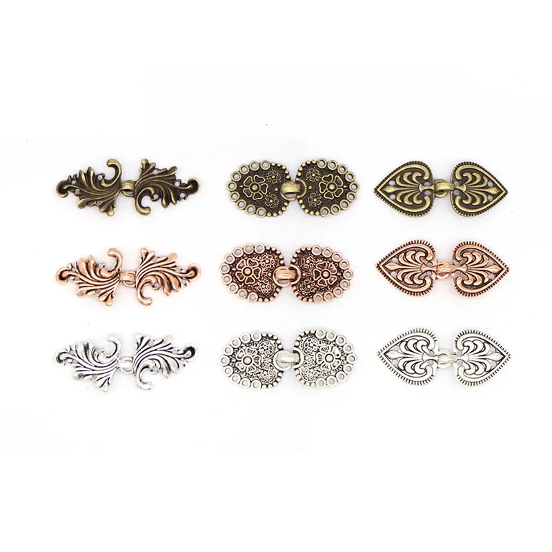 1 Pairs Vintage Cape Cloak Clasp Fasteners Flower Buttons for Sew