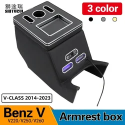 FOR Mercedes-Benz V-Class V220 V260 V250 W447 2014-2023 Armrest Storage Box Rear Handrail  Box Mobile Phone Charging USB Hold
