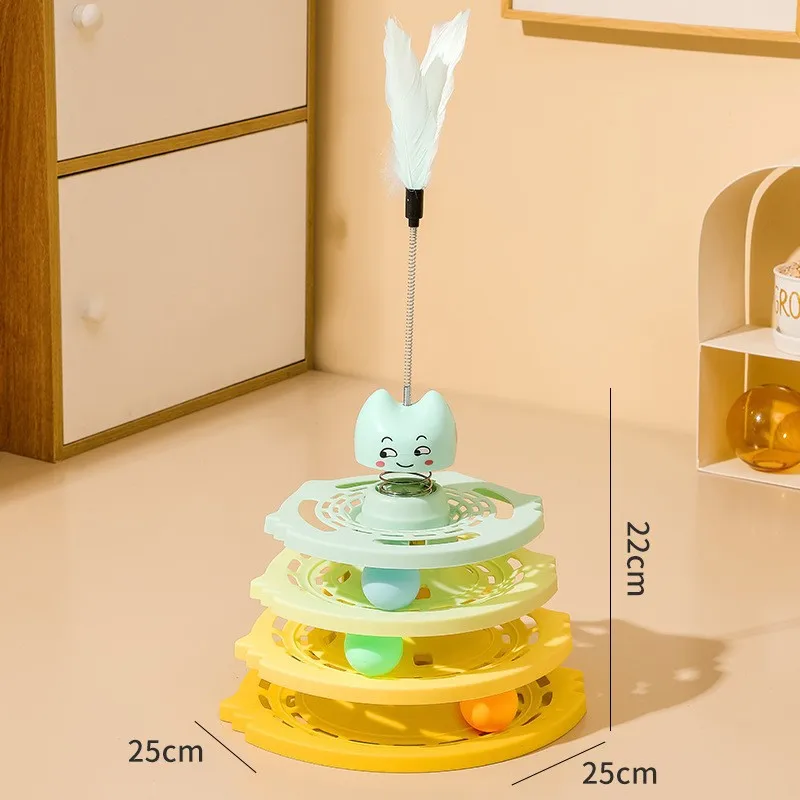 Interactive Indestructible Four-Layer Cat Teaser Toy