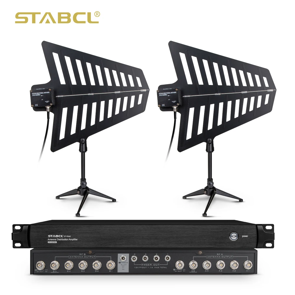 

ST-9960 Antenna Distributor System 12V RF Signals Booster Antenna Spilter Amplifier For UHF Wireless Mic
