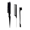 New Three-piece Hair Brush Set Sharp-tail Comb Three-row Hair Comb Steel Needle Mouse Tail Comb Toothbrush Eyebrow Brush Tool 4