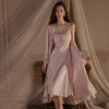 “Romy” Seductive Satin Midi Nightdress with Matching Robe