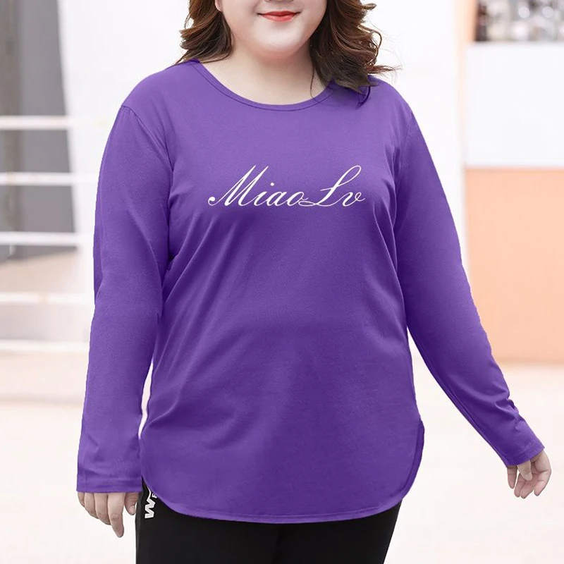 Autumn Winter Fashion Temperament Korean Plus Size Lady T-shirt Simple Design Oversized Pure Cotton Letter Chic Leggings Women