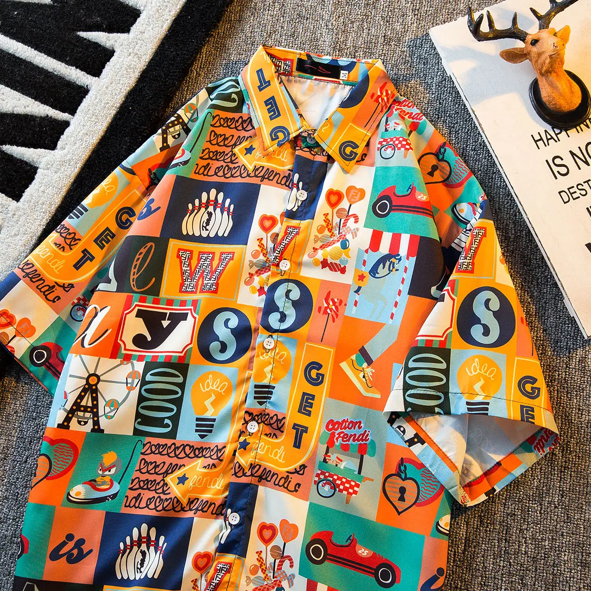 Couple floral shirt men's summer short sleeved design retro trend vacation leisure  half sleeved  mens shirts