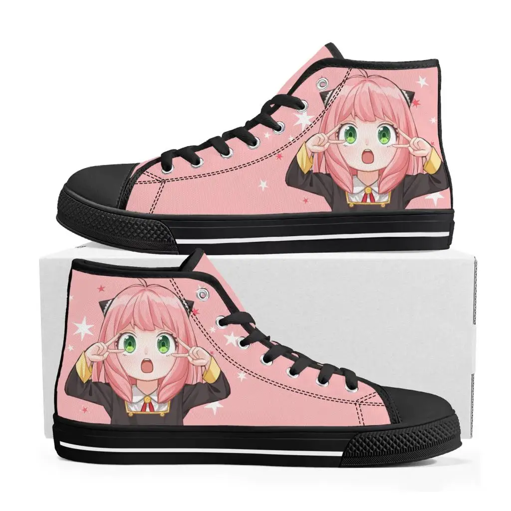 

Spy X Family Anya Forger High Top Sneakers High Quality Mens Womens Teenager Canvas Sneaker Casual Couple Shoes Custom Shoe