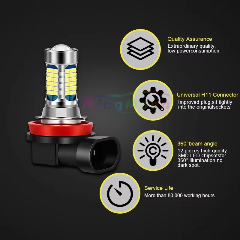 2PCS H11 LED 안개등 81SMD 6000K 슈퍼 브라이트 도요타 아우리스 액세서리 2013 2014 2015 2016 2017 2018 자동차 조명
