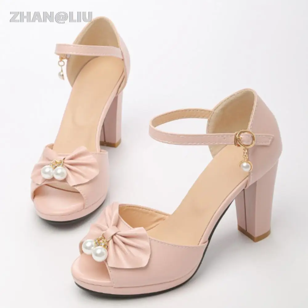 

Women Summer New High Heel Shoes Classic White Pearl Pumps Fish Mouth High Heel Shoes Ladys Casual Chic Elegant Platform Sandals