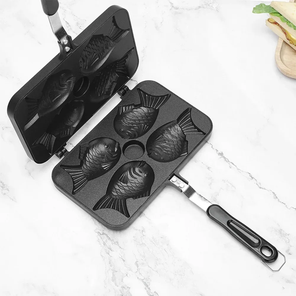 Kitchen Japanese Taiyaki Double Fish Shaped Waffle Cake Maker Pan