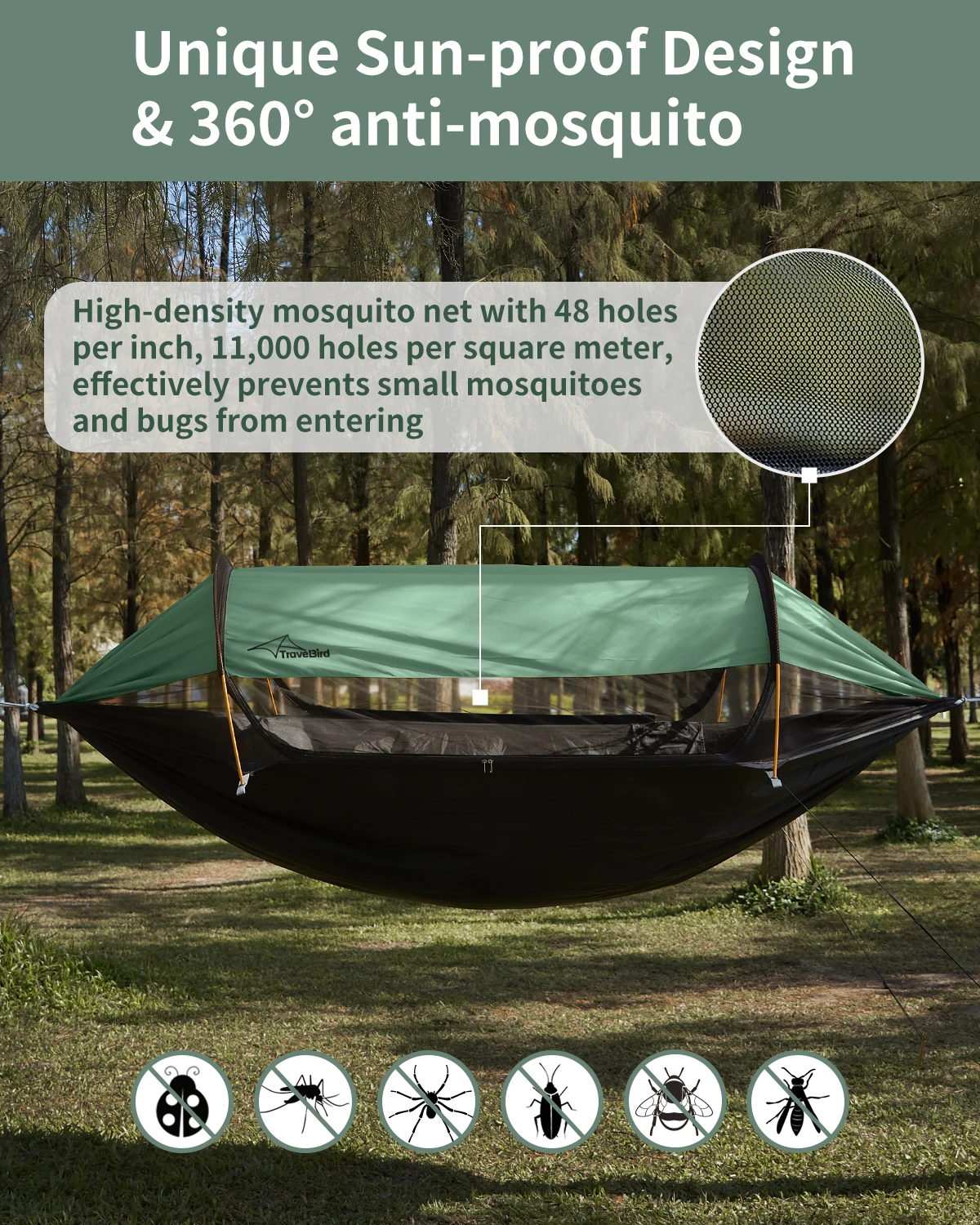 Large Double Hammock with Mosquito Net 2