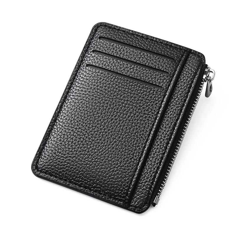 Zipper wallets Creative zipper card bag large capacity ultra-thin multi slot lychee pattern coin wallet