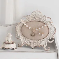 French Vintage Jewelry Stand, White Antique Display Holder, Necklace/Earring Jewelry Rack, Elegant Storage Piece  Pink 1