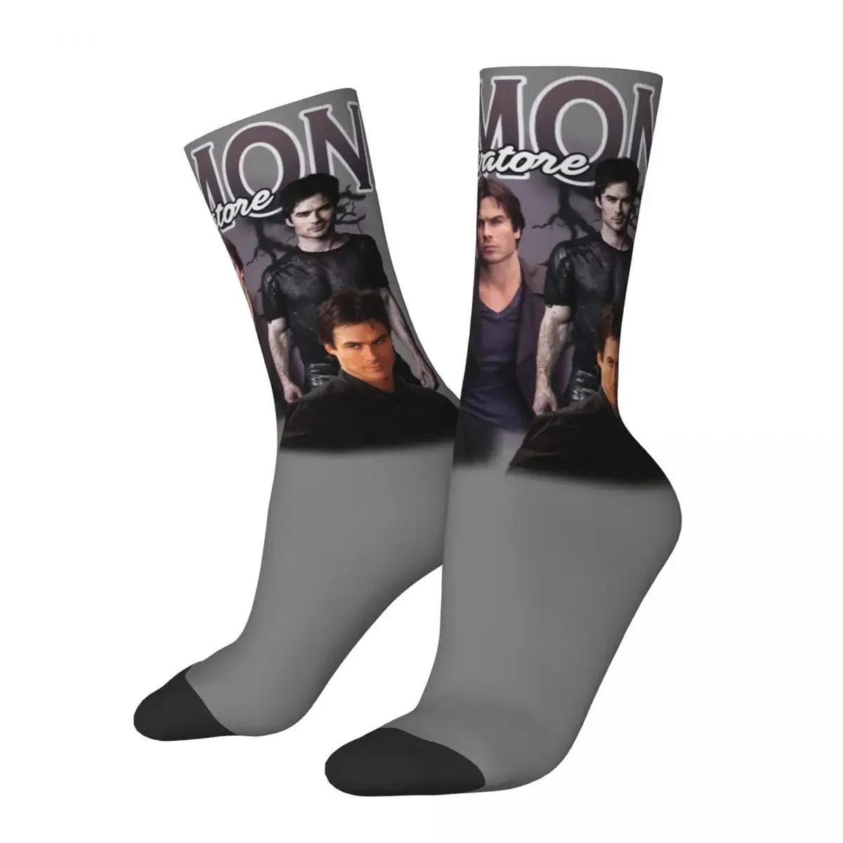 

Retro Damon Salvatore Basketball Socks The Vampire Diaries Ian Somerhalder TV Series Socks for Women Men Sweat Absorbing