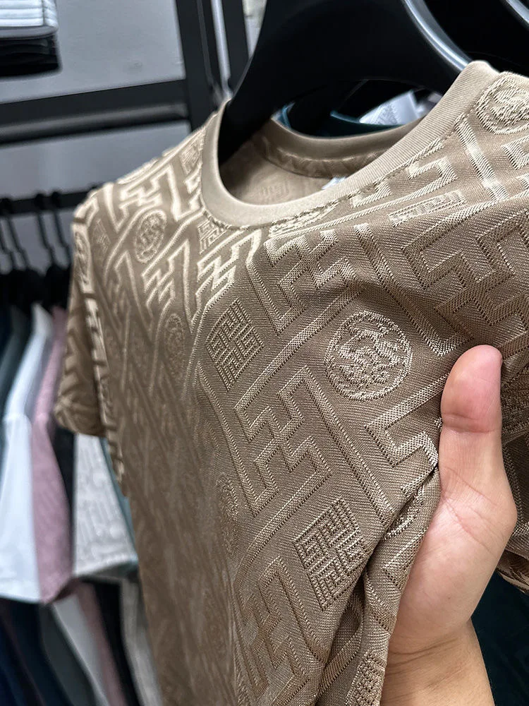 High quality men's short sleeved summer designer boutique jacquard craftsmanship polo business stand up collar T-shirt new style 21 S92a3d6d5fbb44a3dad138236dd386349l