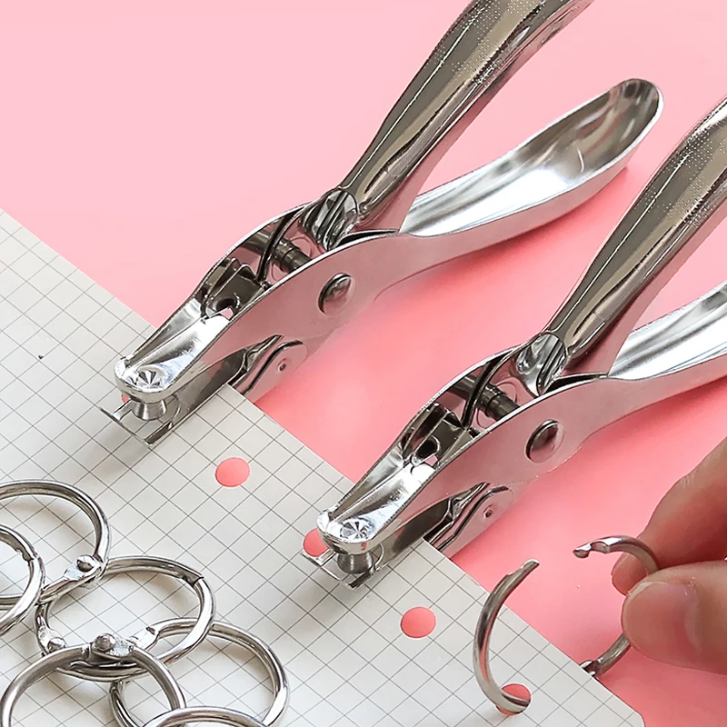 Single Hole Punch 8 Sheet Capacity 6mm Diameter Hole Puncher Hand Paper Scrapbooking Punches Home Office School Supplies
