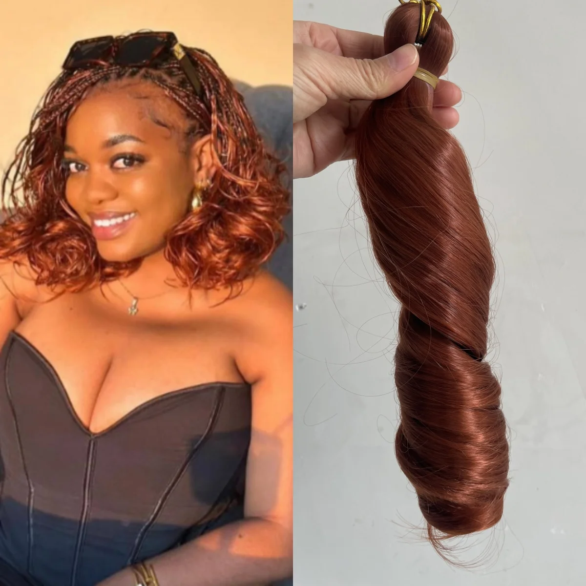 Hywamply Synthetic 10" Short Bob French Curls Boho Braiding Hair Extension 150g/bundle Loose Wave Silky Spiral Curl Box Braids
