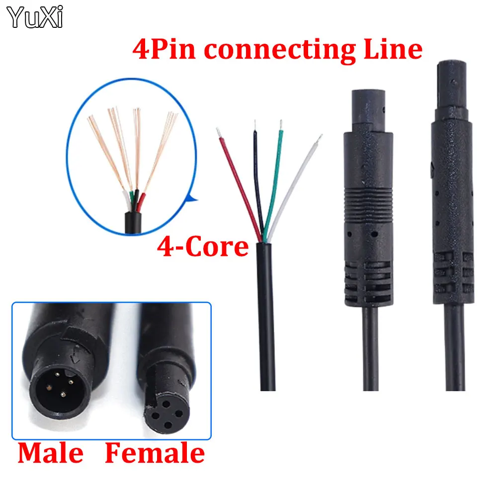 YUXI1PCS4PINFemaleMaleCarCameraExtensionCableRearViewVideoCameraSignalConnection