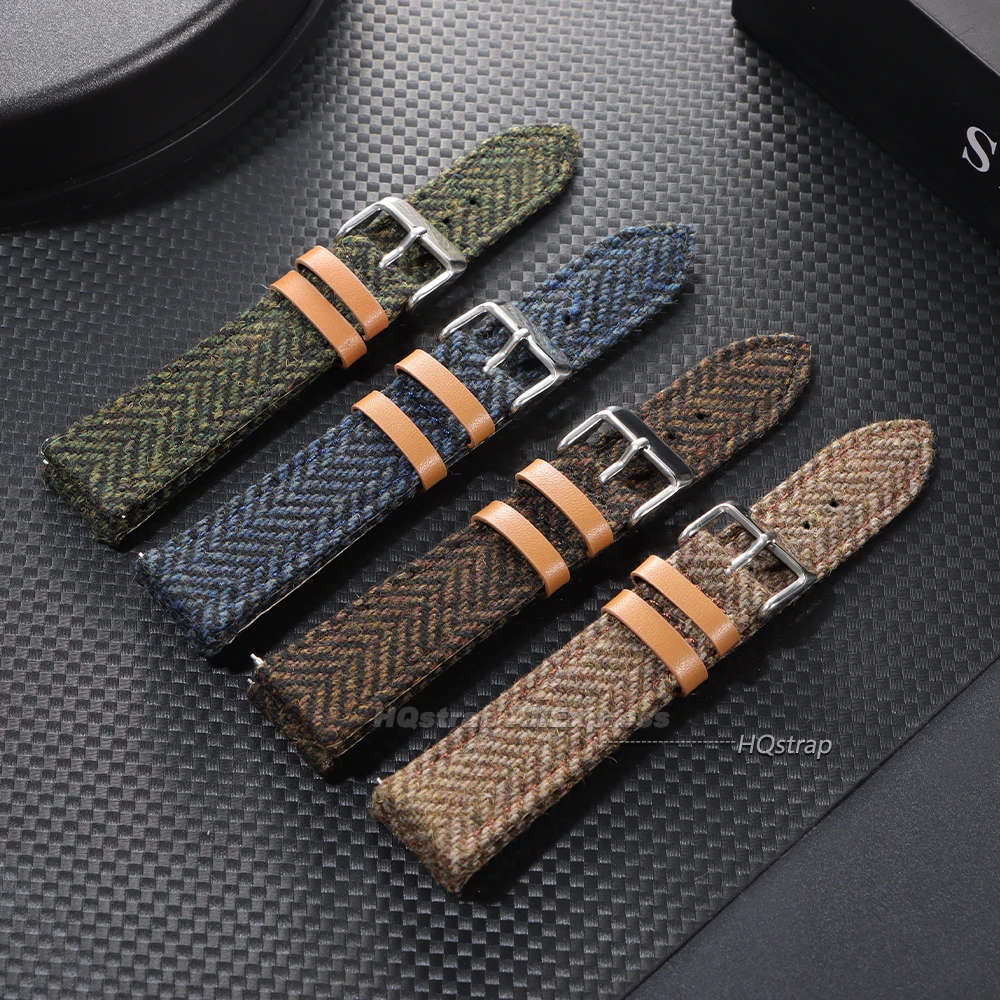 Elegant Vintage Nylon and Leather Watch Strap, Quick Release Universal Watchband (18mm, 20mm, 22mm)