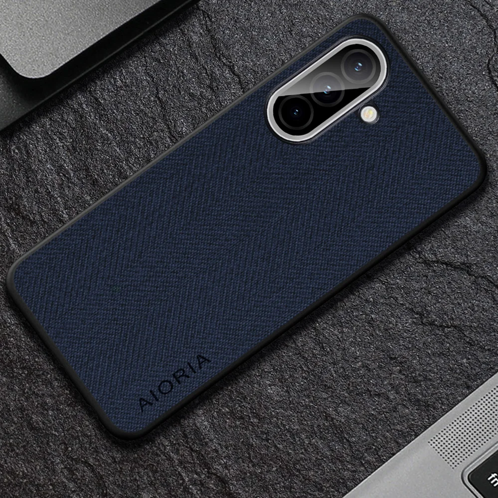 Luxury Textile Leather Phone Case Cover in Black
