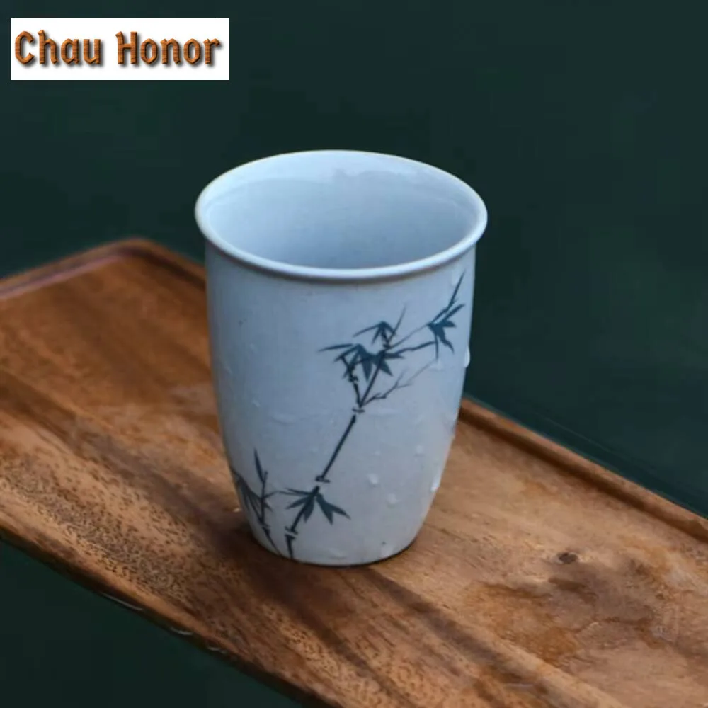 160ml Hand-painted Green Bamboo Cola Mug Beverage Bottle Bubble Teacup Cold Hot Water Jug Household Hand Warmer Tea Services