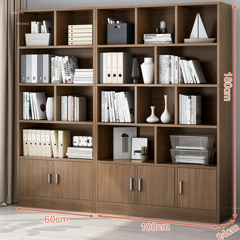 Children's Bookcases Floor Living Room Rack Bedroom Storage Shelf Modern Home Small Bookshelves with Door Narrow Cabinet C