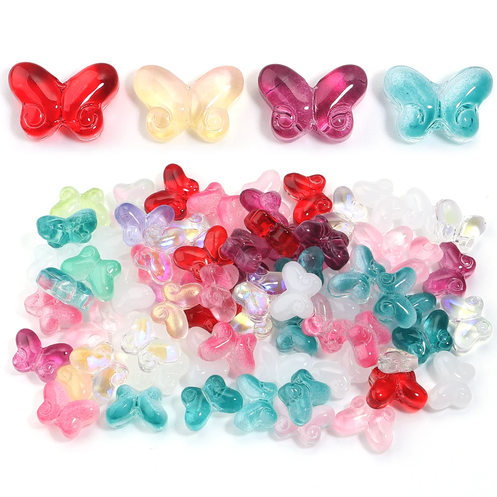 Colorful Glass Butterfly Lampwork Beads - 50pcs for Jewelry Making & DIY Accessories