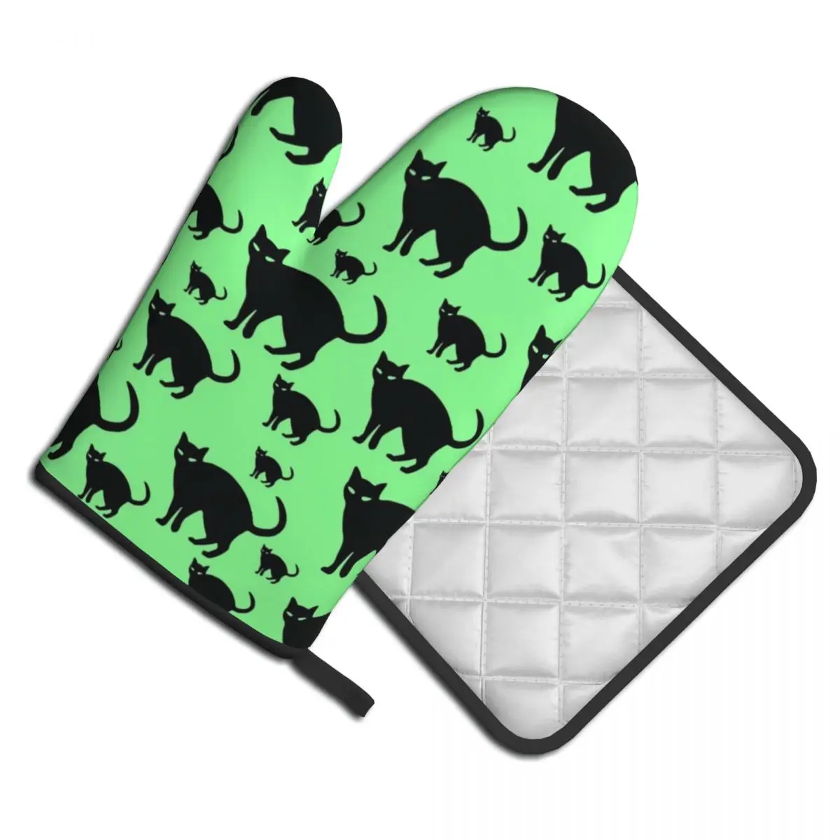 Black Cat Pattern Kitchen Glove Funny Animal Print Microwave Oven