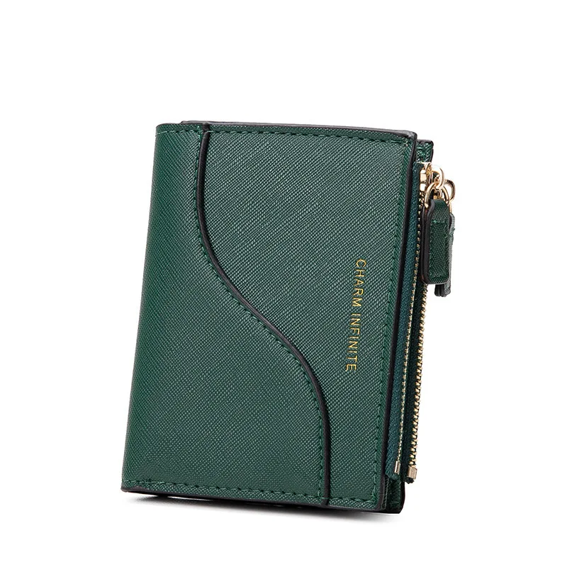 Purse Female 2023 Texture Double Zipper Women's Money Clip Contrast Color Short Purse