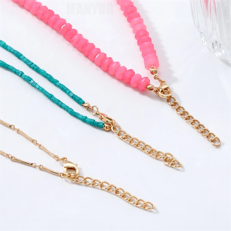 2025 New Colorful Resin Beaded Charms Necklaces for Women Summer Ocean Vacation Style Beach Party Jewelry Neck Accessories 5