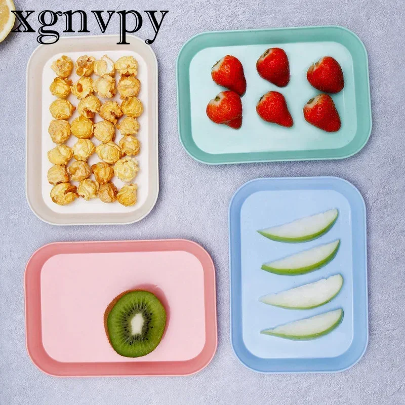 xgnvpy Wheat straw rectangular plate Plastic sausage tray simple tray Household dish fruit dining dish
