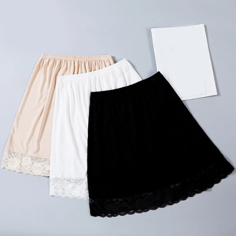 

Women Invisible Underskirt Petticoat Half Slip Lace Trim Under Dress Short Skirt N7YE