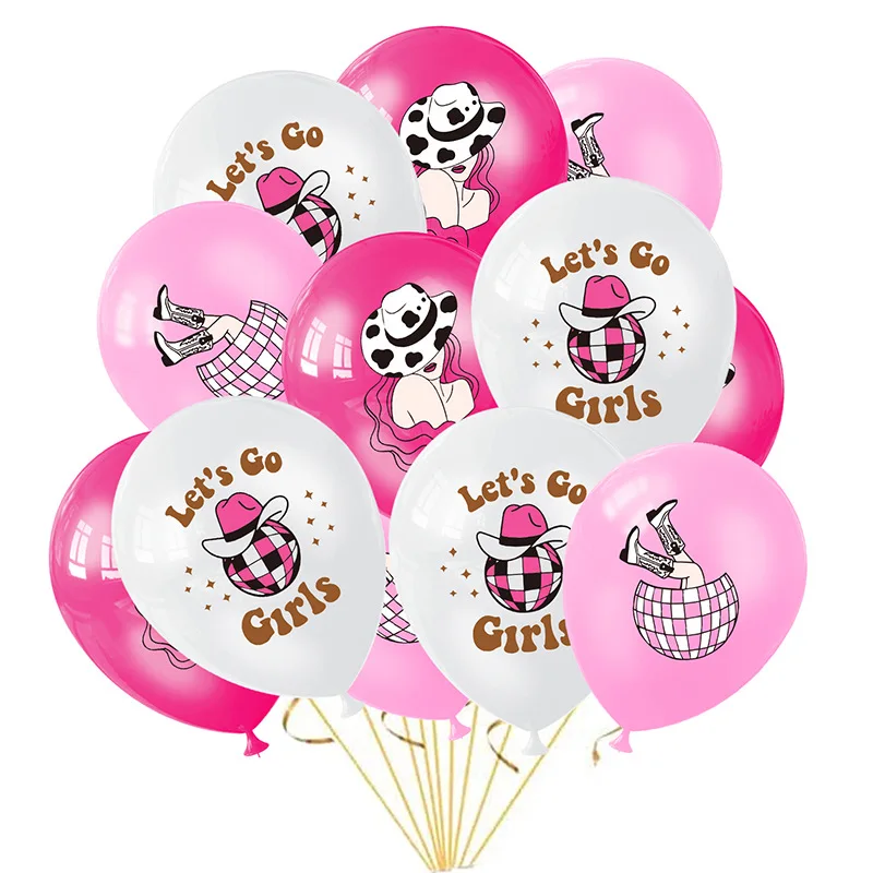 

Girls' Cowboy Theme Festival Pink Balloons Decoration Party Supplies Children's Birthday 12 Inch Latex Balloon Party Supplies