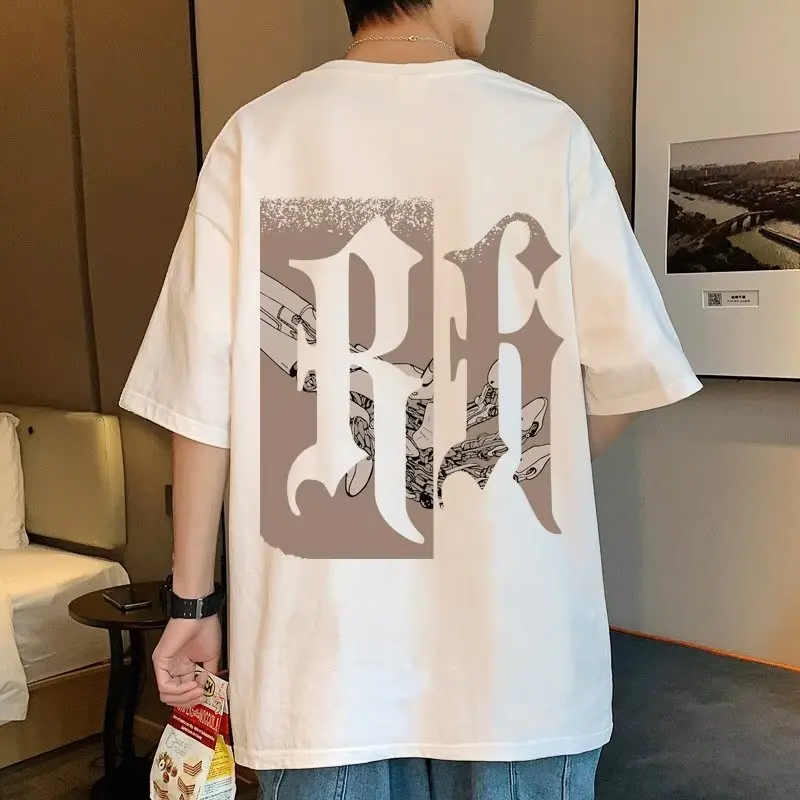 남성용 캐주얼 면 반팔 티셔츠 세트, 가벼운 여름 루즈핏 반소매 작업복 반바지 투피스 세트