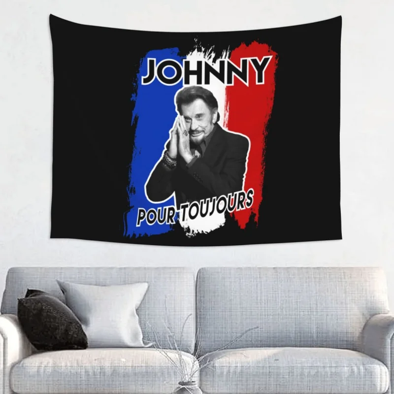 

Johnny Hallyday Forever Tapestry Hippie Polyester Wall Hanging Rock Music Wall Decor Curtain Psychedelic Tapestries