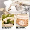 Wicker Storage Basket Metal Shopping Fruit for Kitchen Picnic Foldable Woven Decorative Tray 5