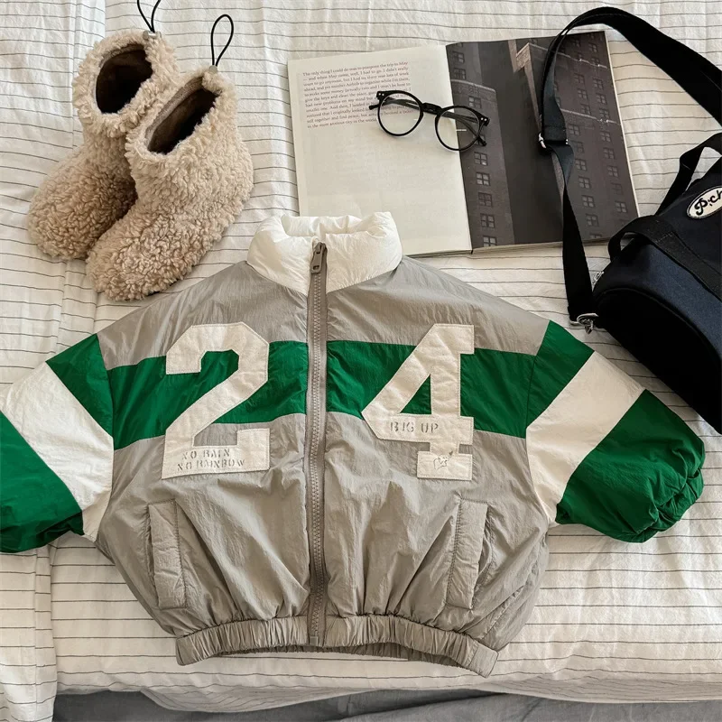 Children Coat Winter Cotton-padded Jacket Digital Embroidery Boy's Baseball Uniform 4633