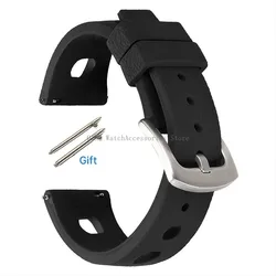 Tropical Soft Silicone Quick Release Watch Strap - Universal Design - 20mm (Black)