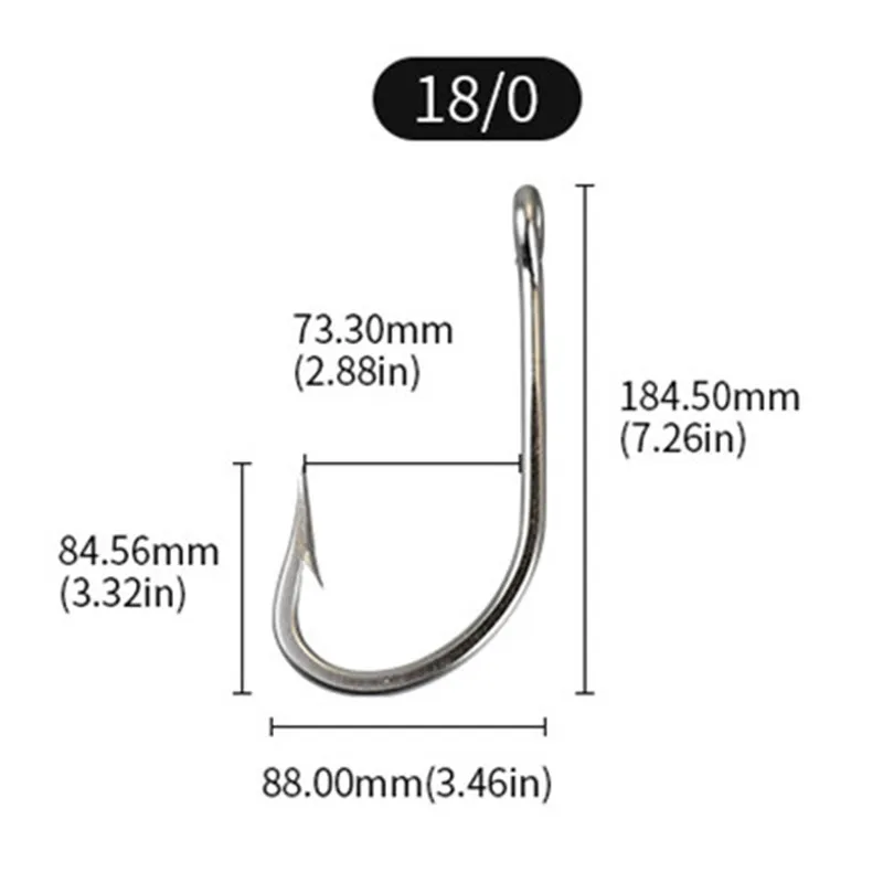 10pcs Stainless Steel Bigger Oversized Fishhooks Shark Tuna Big