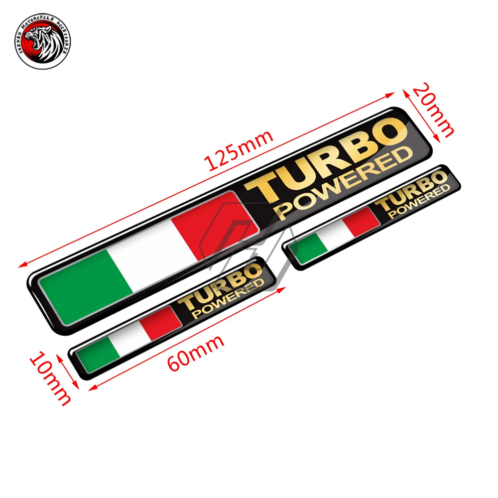 3D Italy Flag Turbo Powered Sticker Motorcycle Tank Decal Car Tail Turbo Stickers