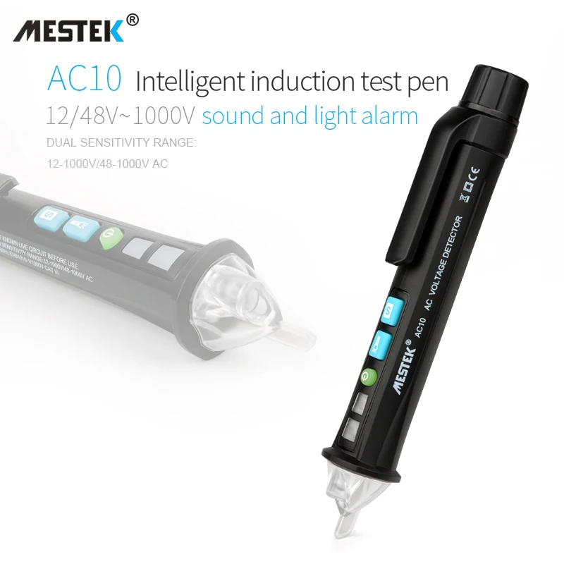 

Тестер напряжения MESTEK AC10, умный Бесконтактный измеритель переменного тока с будильником