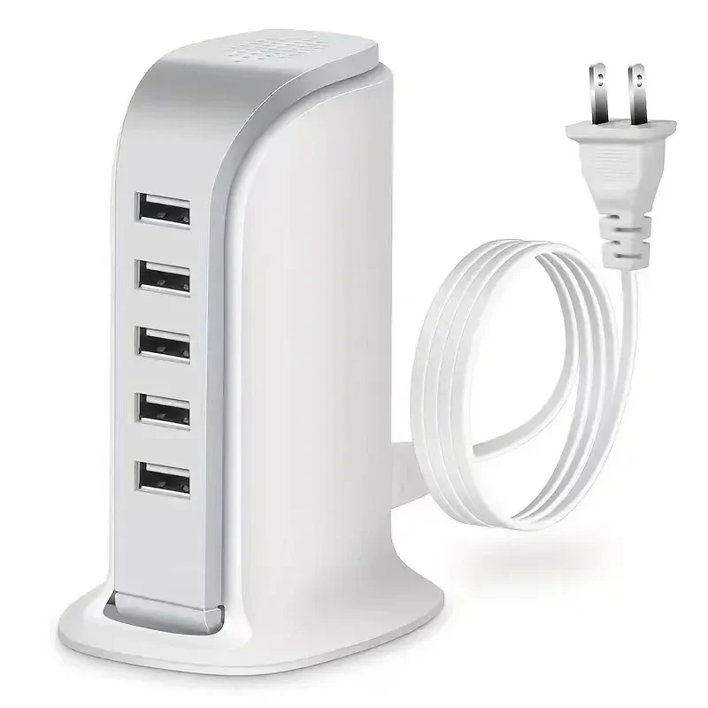 High-Speed 5-Port USB Charging Station with 20W USB-C Power Adapter